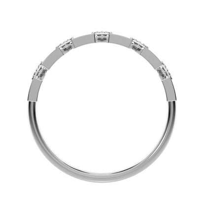 0.075 ct Round Cut Moissanite dainty Minimalist Stackable pyramid 14K / 18K Solid White Gold everyday wedding band