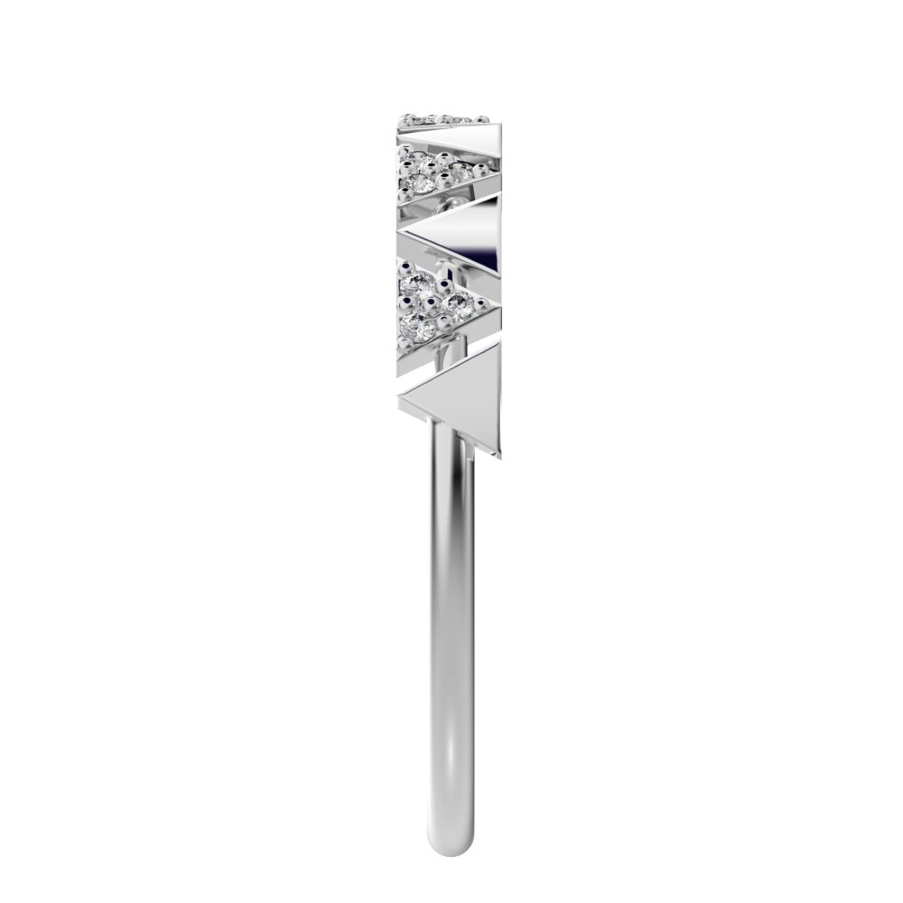 0.075 ct Round Cut Moissanite dainty Minimalist Stackable pyramid 14K / 18K Solid White Gold everyday wedding band