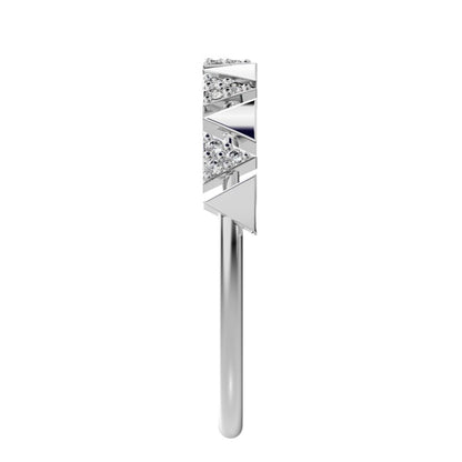 0.075 ct Round Cut Moissanite dainty Minimalist Stackable pyramid 14K / 18K Solid White Gold everyday wedding band