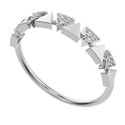 0.075 ct Round Cut Moissanite dainty Minimalist Stackable pyramid 14K / 18K Solid White Gold everyday wedding band