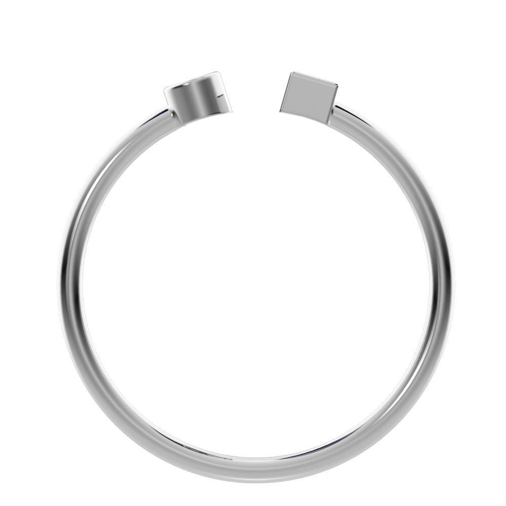 0.09Ct Baguette Cut Moissanite Minimalist adjustable Toi et Moi Dual stone Stackable 14K / 18K Solid White Gold everyday wedding band