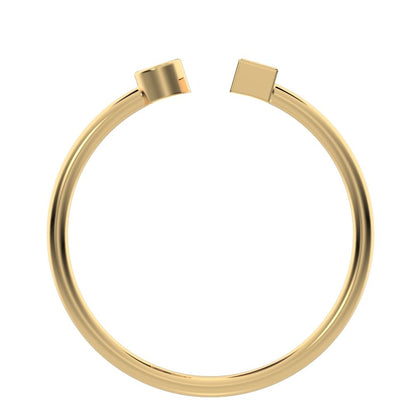 0.09Ct Baguette Cut Moissanite Minimalist adjustable Toi et Moi Dual stone Stackable 14K / 18K Solid Yellow Gold everyday wedding band
