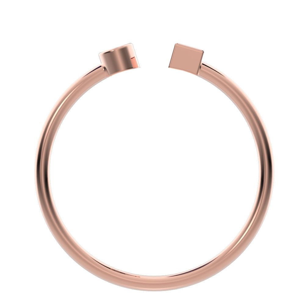 0.09Ct Baguette Cut Simulated Clear Diamond adjustable Toi et Moi Dual stone Stackable 14K / 18K Solid Rose Gold everyday wedding band