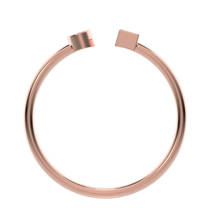 0.09Ct Baguette Cut Simulated Clear Diamond adjustable Toi et Moi Dual stone Stackable 14K / 18K Solid Rose Gold everyday wedding band