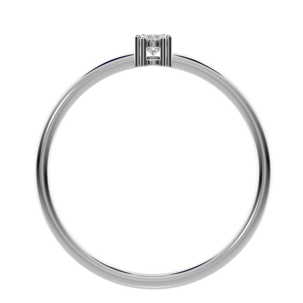 0.24 ct oval Cut Moissanite dainty Minimalist vertical 2 stone light simple 14K / 18K Solid White Gold everyday ring