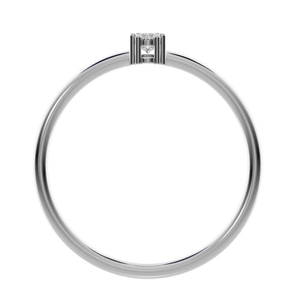 0.24 ct oval Cut Moissanite dainty Minimalist vertical 2 stone light simple 14K / 18K Solid White Gold everyday ring