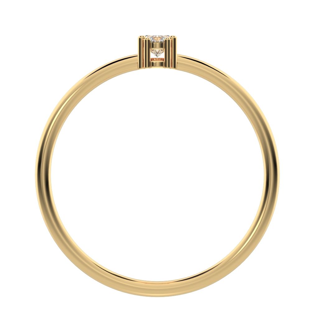 0.24 ct oval Cut Simulated Clear Diamond dainty Minimalist vertical 2 stone light simple 14K / 18K Solid Yellow Gold everyday ring
