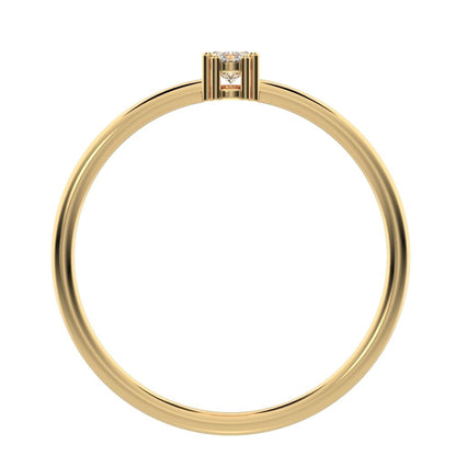 0.24 ct oval Cut Simulated Clear Diamond dainty Minimalist vertical 2 stone light simple 14K / 18K Solid Yellow Gold everyday ring