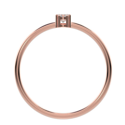 0.24 ct oval Cut Moissanite dainty Minimalist vertical 2 stone light simple 14K / 18K Solid Rose Gold everyday ring