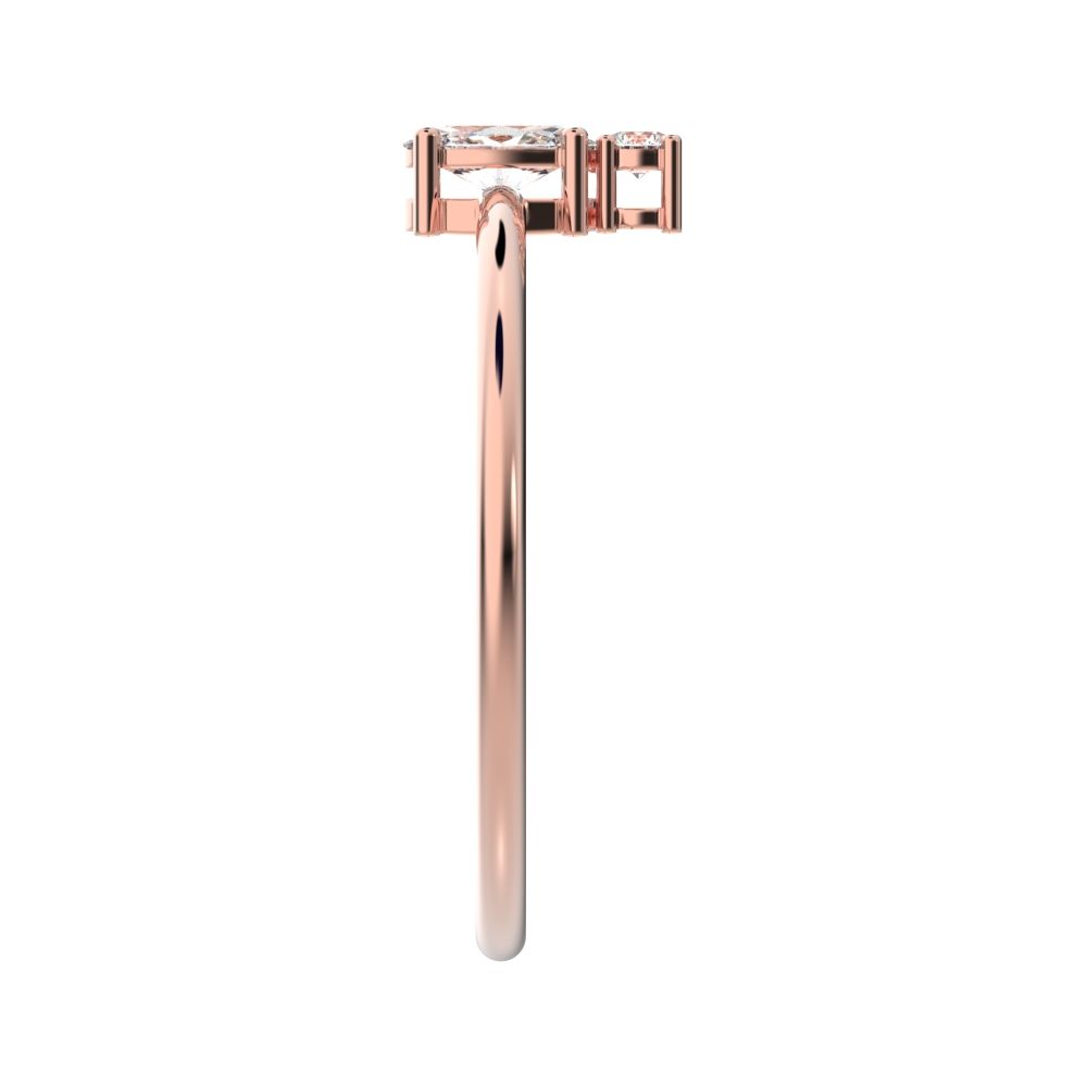 0.24 ct oval Cut Moissanite dainty Minimalist vertical 2 stone light simple 14K / 18K Solid Rose Gold everyday ring