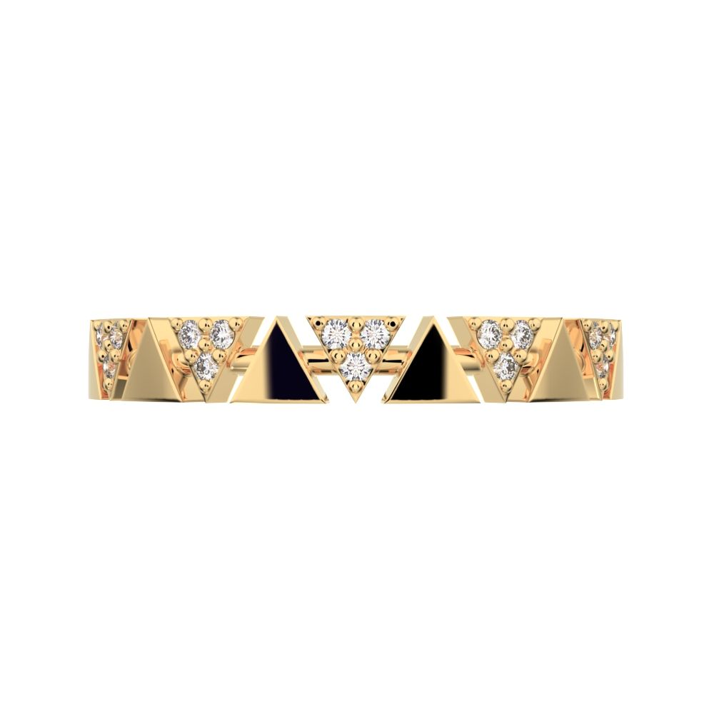 0.075 ct Round Cut Simulated Clear Diamond dainty Minimalist Stackable pyramid 14K / 18K Solid Yellow Gold everyday wedding band