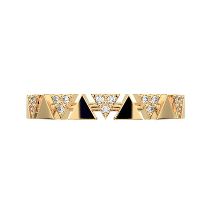 0.075 ct Round Cut Simulated Clear Diamond dainty Minimalist Stackable pyramid 14K / 18K Solid Yellow Gold everyday wedding band