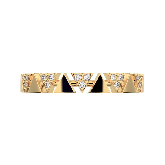0.075 ct Round Cut Simulated Clear Diamond dainty Minimalist Stackable pyramid 14K / 18K Solid Yellow Gold everyday wedding band