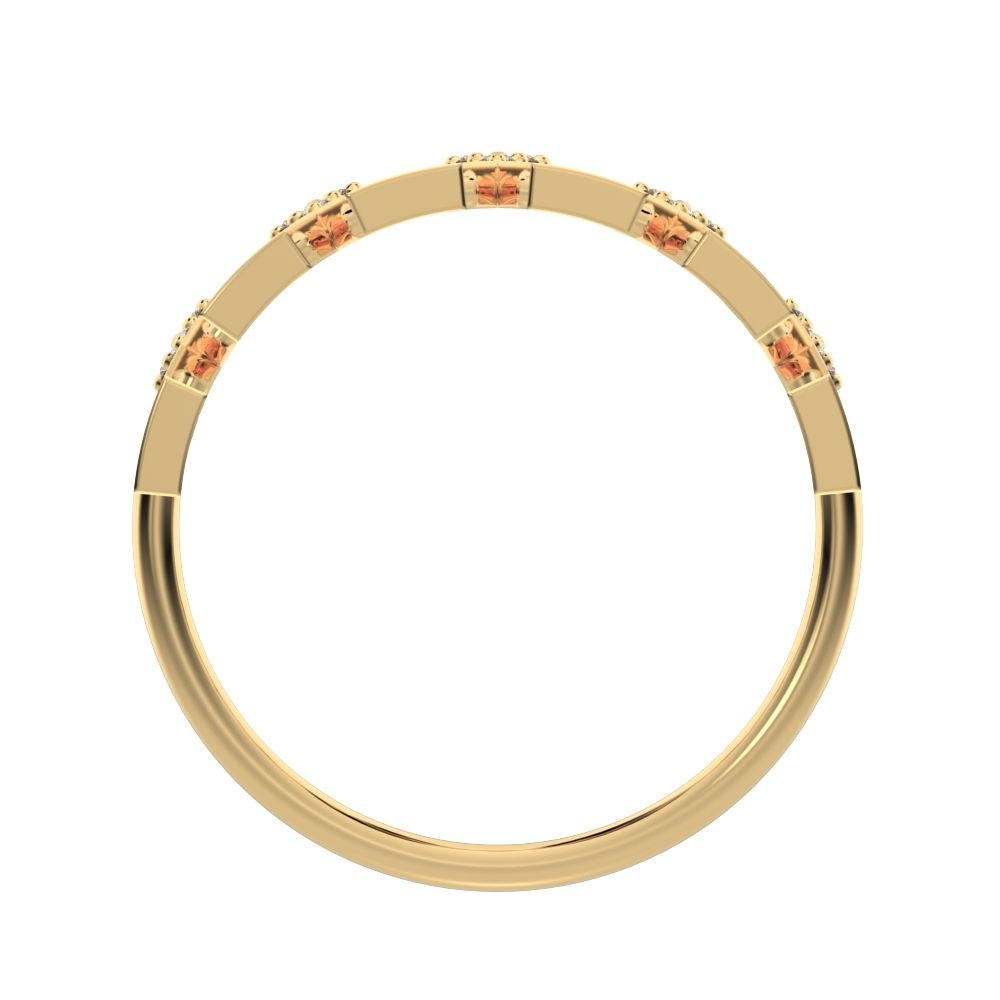 0.075 ct Round Cut Moissanite dainty Minimalist Stackable pyramid 14K / 18K Solid Yellow Gold everyday wedding band