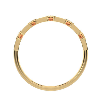 0.075 ct Round Cut Moissanite dainty Minimalist Stackable pyramid 14K / 18K Solid Yellow Gold everyday wedding band