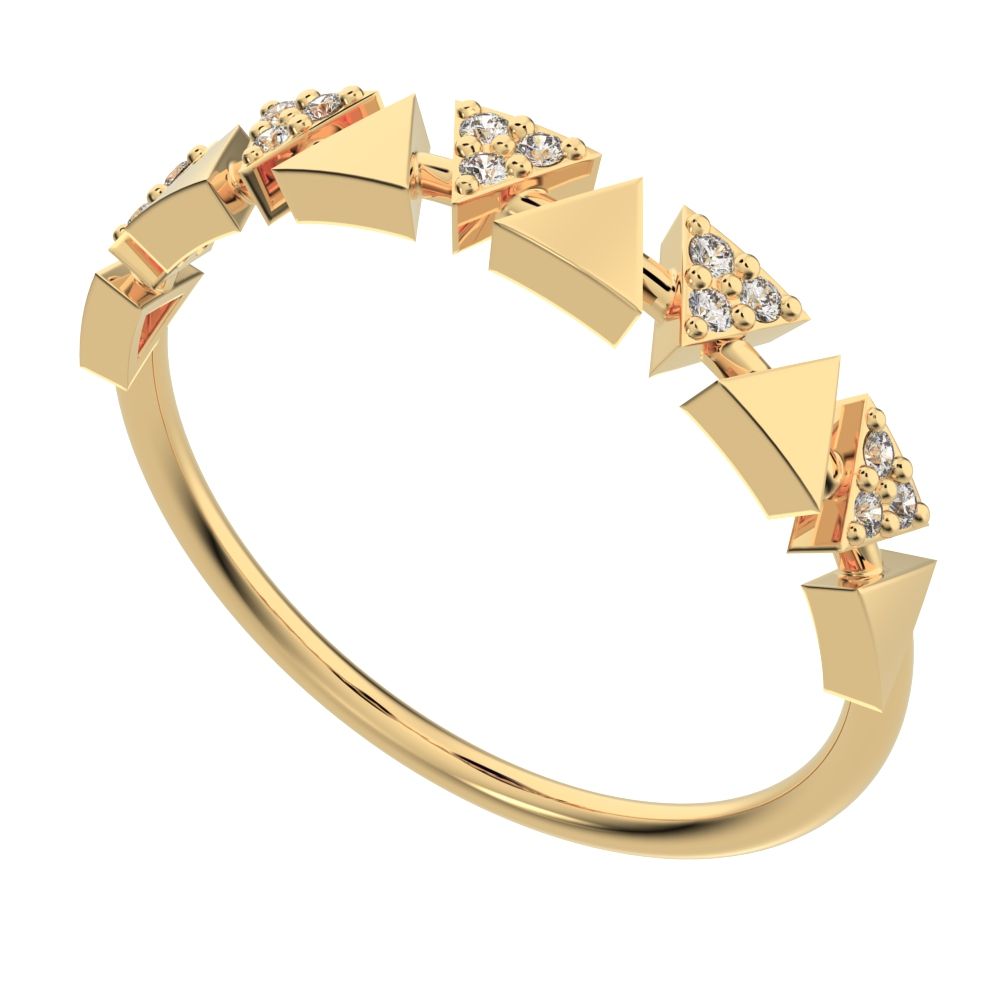0.075 ct Round Cut Simulated Clear Diamond dainty Minimalist Stackable pyramid 14K / 18K Solid Yellow Gold everyday wedding band