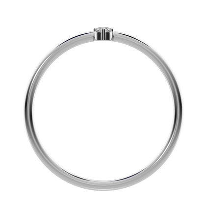 0.04 ct Round Cut Moissanite dainty Minimalist vertical solitaire Stackable 1 stone simple 14K / 18K Solid White Gold everyday wedding band