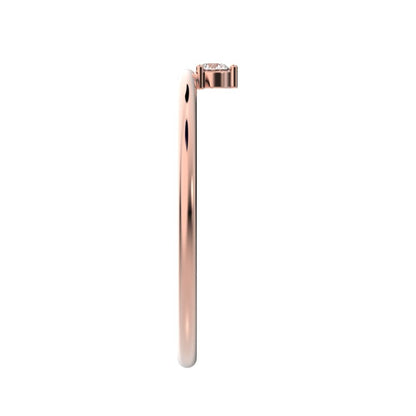 0.04Ct Round Cut Simulated Clear Diamond Minimalist vertical solitaire Stackable 1 stone 14K / 18K Solid Rose Gold everyday wedding band