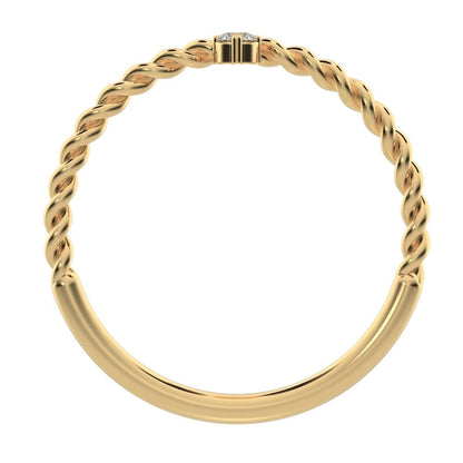0.08 ct Round Cut Simulated Clear Diamond dainty Minimalist vertical 2 stone twist knot simple 14K / 18K Solid Yellow Gold everyday ring