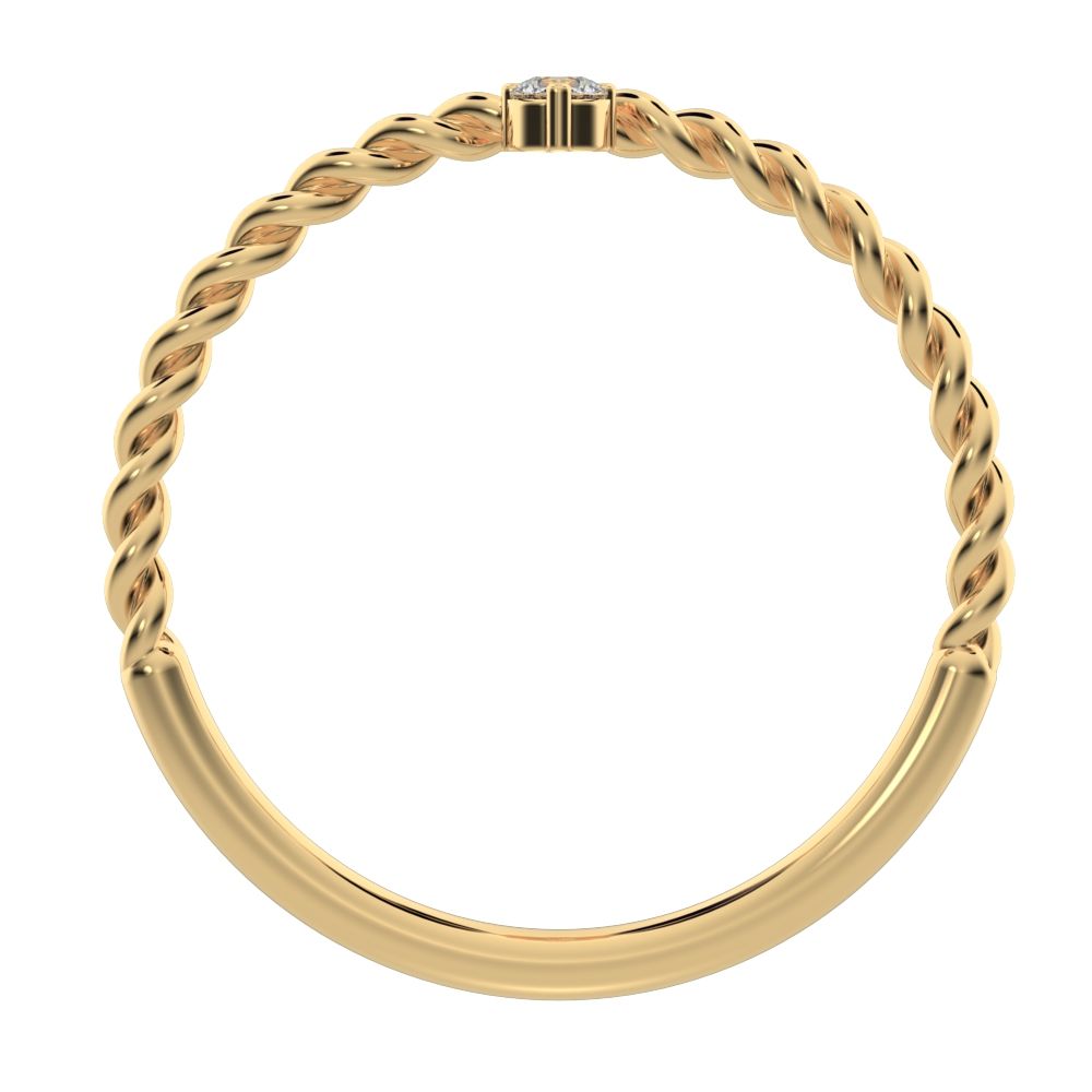 0.08 ct Round Cut Moissanite dainty Minimalist vertical 2 stone twist knot simple 14K / 18K Solid Yellow Gold everyday ring