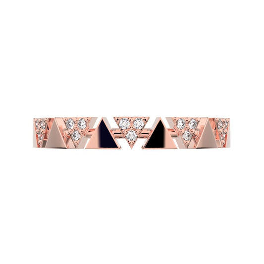 0.075 ct Round Cut Simulated Clear Diamond dainty Minimalist Stackable pyramid 14K / 18K Solid Rose Gold everyday wedding band