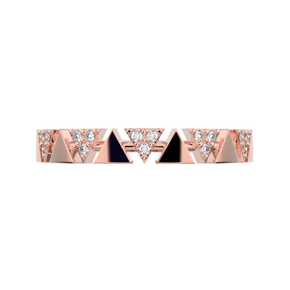 0.075 ct Round Cut Moissanite dainty Minimalist Stackable pyramid 14K / 18K Solid Rose Gold everyday wedding band