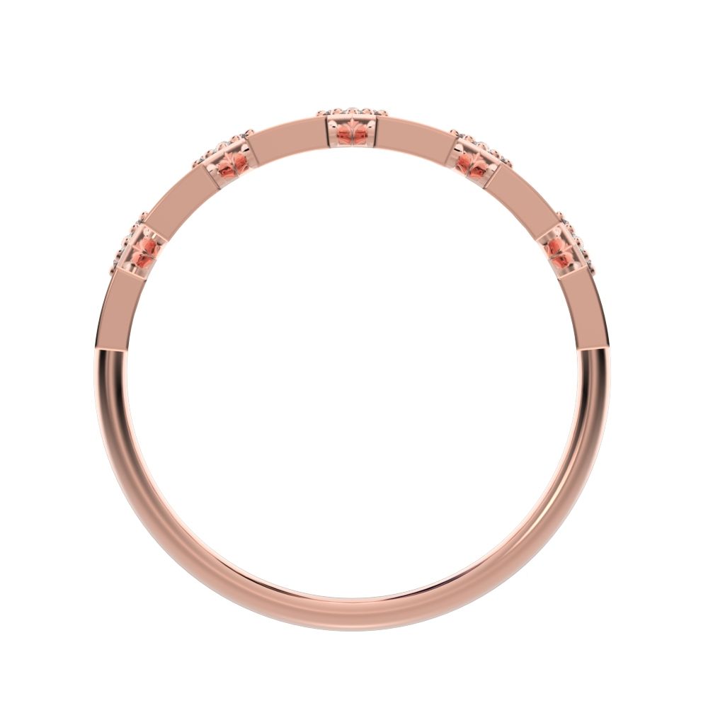 0.075 ct Round Cut Moissanite dainty Minimalist Stackable pyramid 14K / 18K Solid Rose Gold everyday wedding band