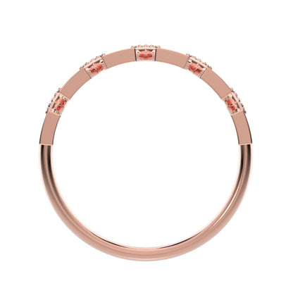 0.075 ct Round Cut Moissanite dainty Minimalist Stackable pyramid 14K / 18K Solid Rose Gold everyday wedding band