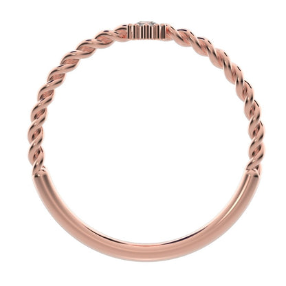 0.07 ct Round Cut Simulated Clear Diamond dainty Minimalist vertical 2 stone twist knot simple 14K / 18K Solid Rose Gold everyday ring