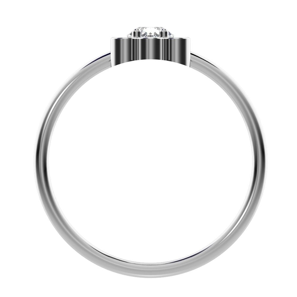 0.435 ct Pear Cut Moissanite dainty Minimalist vertical pyramid bezel 2 stone eye 14K / 18K Solid White Gold everyday ring