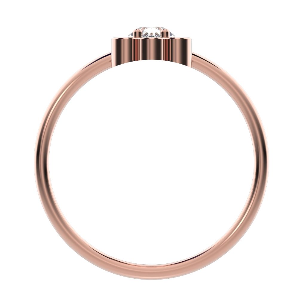 0.435 ct Pear Cut Simulated Clear Diamond dainty Minimalist vertical pyramid bezel 2 stone eye 14K / 18K Solid Rose Gold everyday ring