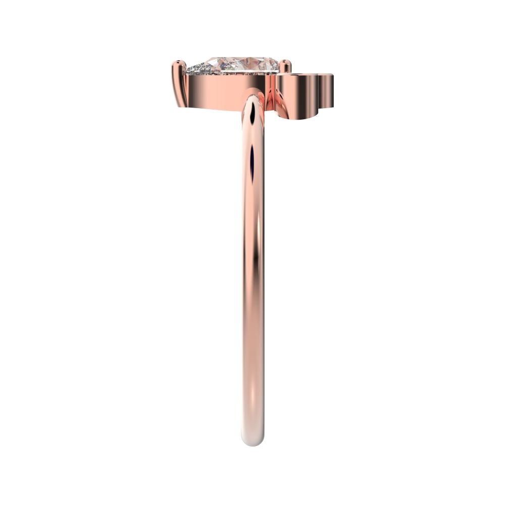 0.435 ct Pear Cut Simulated Clear Diamond dainty Minimalist vertical pyramid bezel 2 stone eye 14K / 18K Solid Rose Gold everyday ring