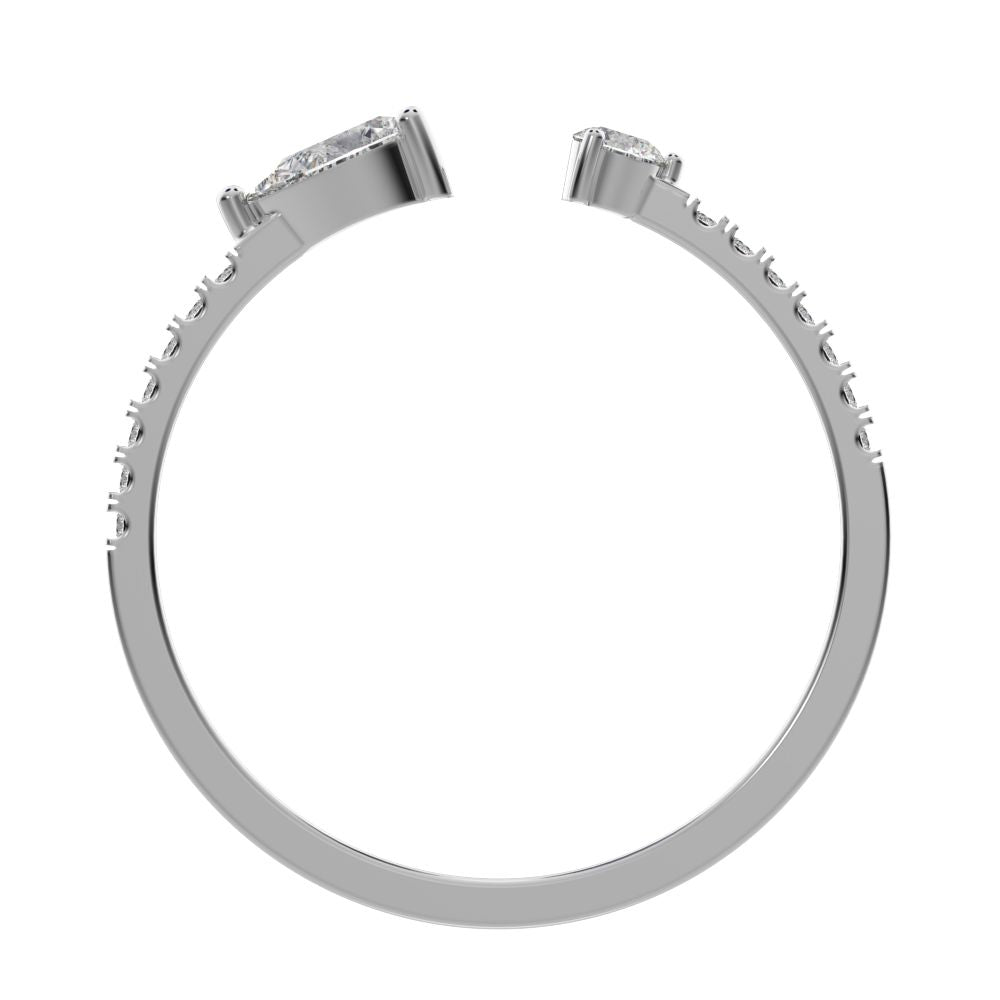 0.38 ct Pear Cut Moissanite dainty Minimalist adjustable Stackable eye Toi et Moi simple 14K / 18K Solid White Gold everyday wedding band