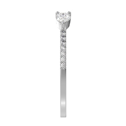 0.38 ct Pear Cut Moissanite dainty Minimalist adjustable Stackable eye Toi et Moi simple 14K / 18K Solid White Gold everyday wedding band