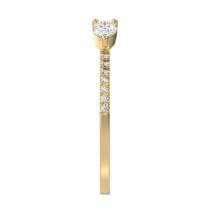 0.38Ct Pear Cut Simulated Clear Diamond Minimalist adjustable Stackable eye Toi et Moi 14K / 18K Solid Yellow Gold everyday wedding band