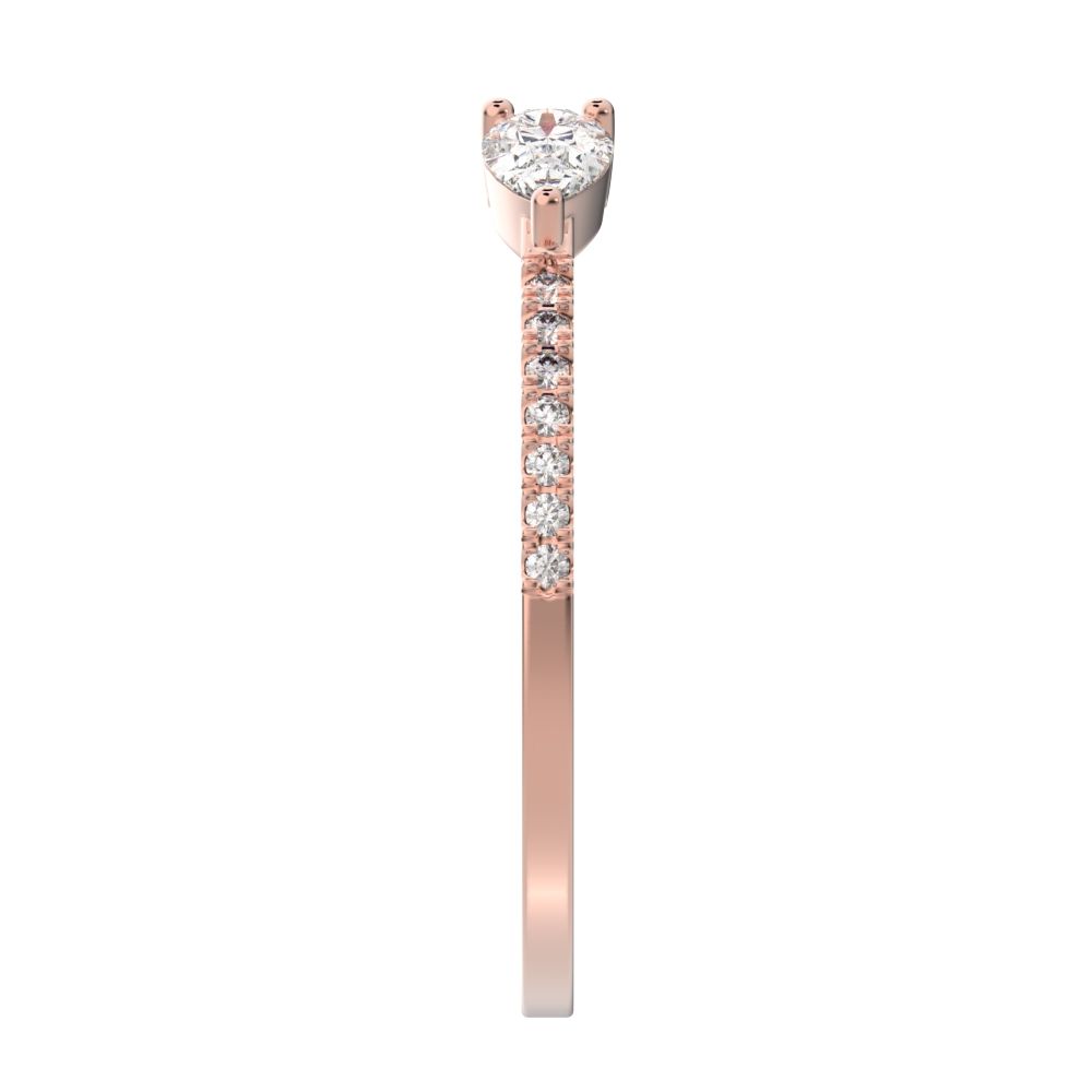 0.38Ct Pear Cut Simulated Clear Diamond Minimalist adjustable Stackable eye Toi et Moi 14K / 18K Solid Rose Gold everyday wedding band