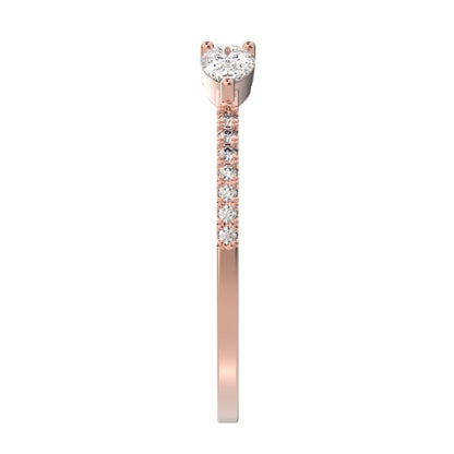 0.38 ct Pear Cut Moissanite dainty Minimalist adjustable Stackable eye Toi et Moi simple 14K / 18K Solid Rose Gold everyday wedding band