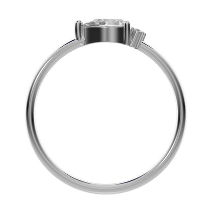 0.4125Ct Pear Cut Simulated Clear Diamond Toi et Moi Three-stone Romantic simple light 14K / 18K Solid White Gold everyday wedding band