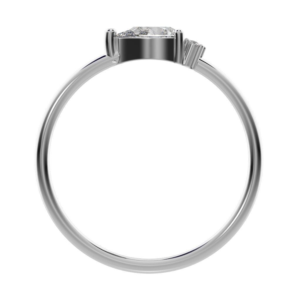 0.4125Ct Pear Cut Moissanite Minimalist Toi et Moi Three-stone Romantic simple light 14K / 18K Solid White Gold everyday wedding band