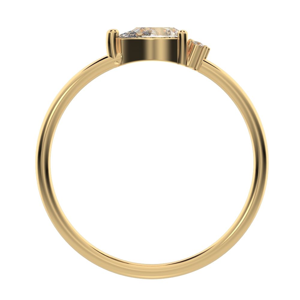 0.4125Ct Pear Cut Simulated Clear Diamond Toi et Moi Three-stone Romantic simple light 14K / 18K Solid Yellow Gold everyday wedding band
