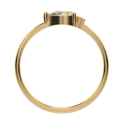 0.4125Ct Pear Cut Simulated Clear Diamond Toi et Moi Three-stone Romantic simple light 14K / 18K Solid Yellow Gold everyday wedding band