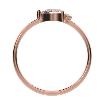 0.4125Ct Pear Cut Simulated Clear Diamond Toi et Moi Three-stone Romantic simple light 14K / 18K Solid Rose Gold everyday wedding band