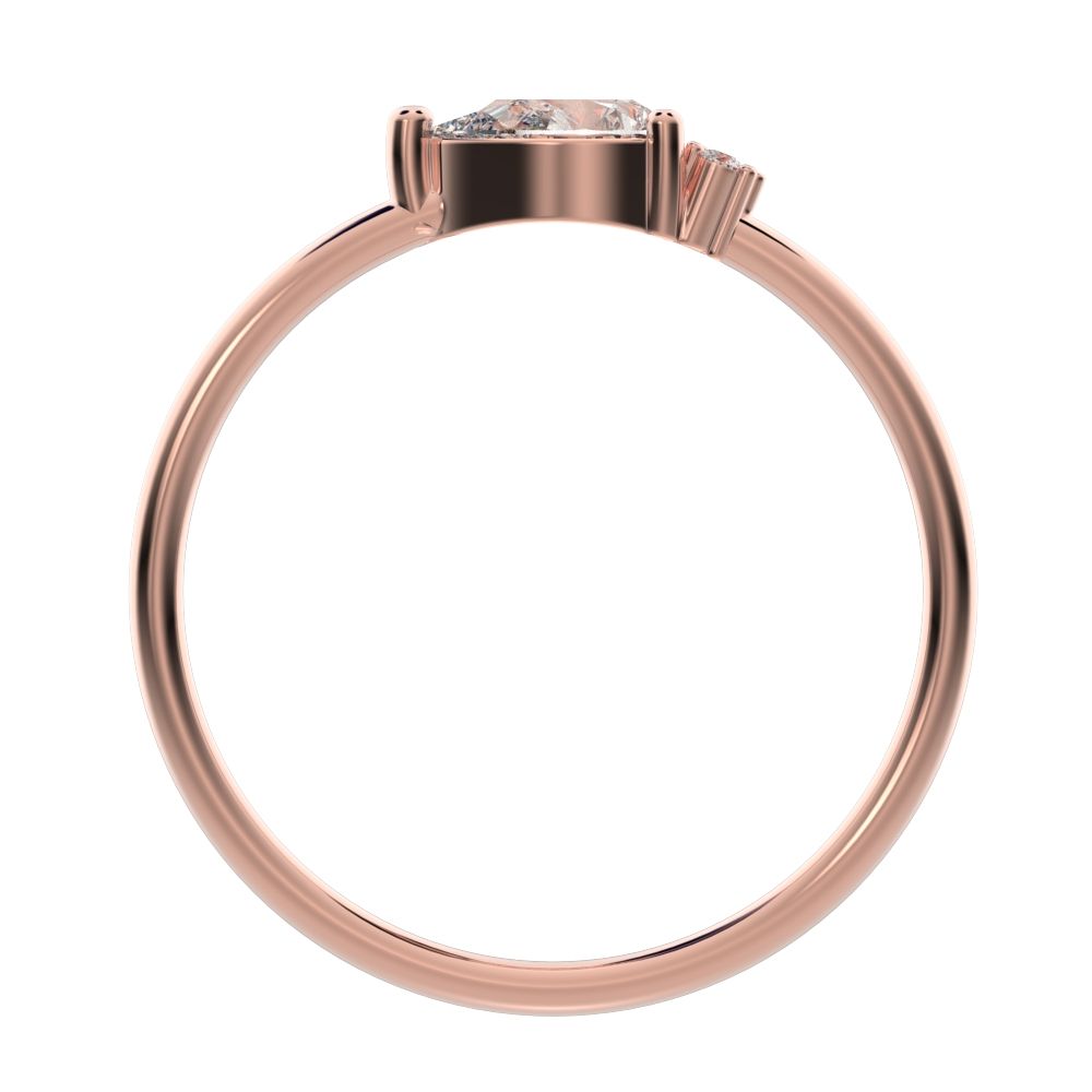 0.4125Ct Pear Cut Moissanite dainty Minimalist Toi et Moi Three-stone Romantic simple light 14K / 18K Solid Rose Gold everyday wedding band