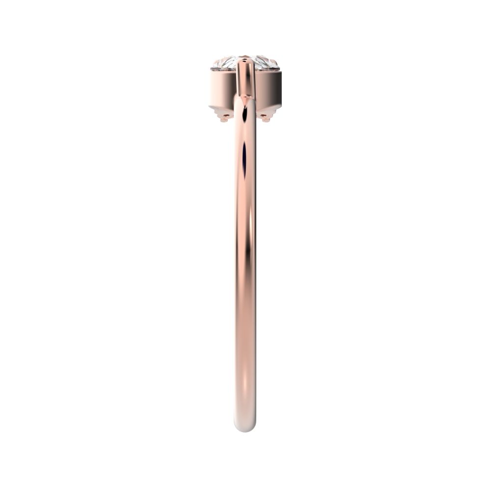 0.4125Ct Pear Cut Moissanite dainty Minimalist Toi et Moi Three-stone Romantic simple light 14K / 18K Solid Rose Gold everyday wedding band