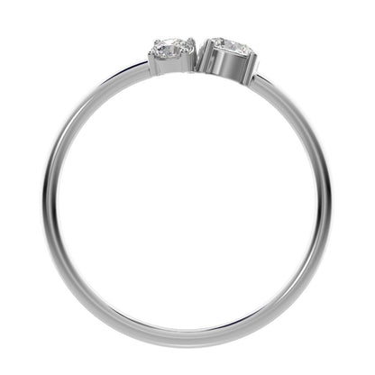 0.32 ct Round Cut Simulated Clear Diamond Minimalist Toi et Moi Three-stone simple vertical 14K / 18K Solid White Gold everyday ring