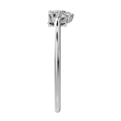 0.32 ct Round Cut Simulated Clear Diamond Minimalist Toi et Moi Three-stone simple vertical 14K / 18K Solid White Gold everyday ring