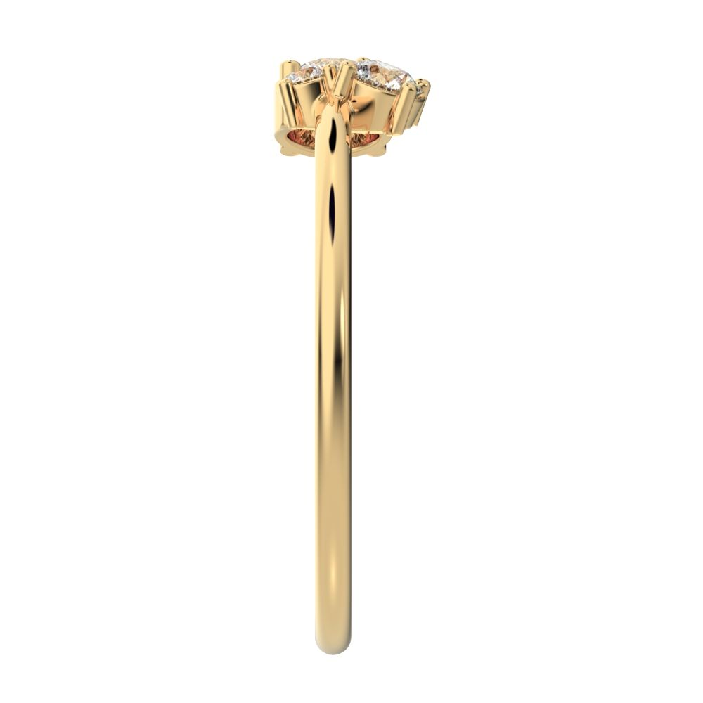 0.32 ct Round Cut Moissanite dainty Minimalist Toi et Moi Three-stone Romantic simple vertical 14K / 18K Solid Yellow Gold everyday ring