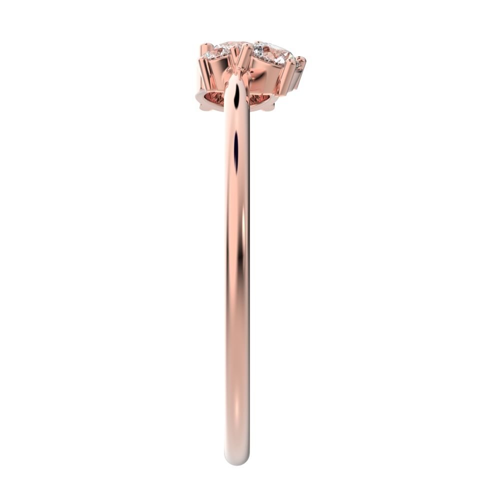 0.32 ct Round Cut Moissanite dainty Minimalist Toi et Moi Three-stone Romantic simple vertical 14K / 18K Solid Rose Gold everyday ring