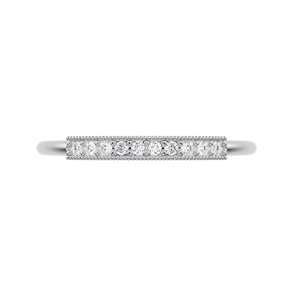 0.075 ct Round Cut Simulated Clear Diamond dainty Minimalist light simple Stackable bar 14K / 18K Solid White Gold everyday wedding band