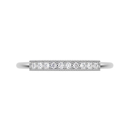 0.075 ct Round Cut Simulated Clear Diamond dainty Minimalist light simple Stackable bar 14K / 18K Solid White Gold everyday wedding band
